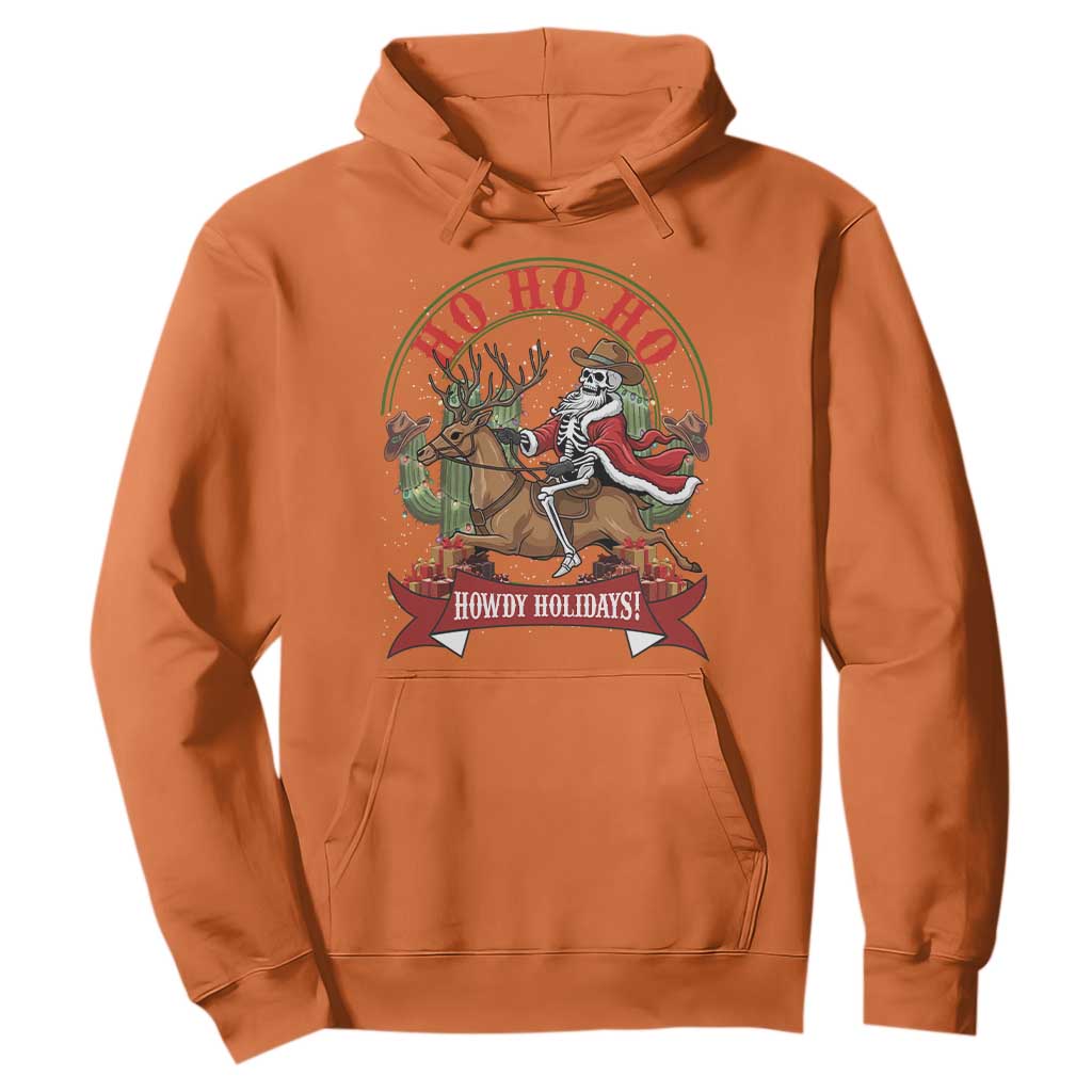 Funny Western Skeleton Cowboy Christmas Hoodie Howdy Holidays TS12 Orange Print Your Wear