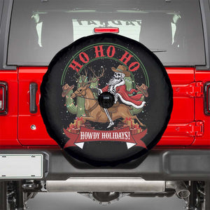 Funny Western Skeleton Cowboy Christmas Spare Tire Cover Howdy Holidays TS12 Black Print Your Wear