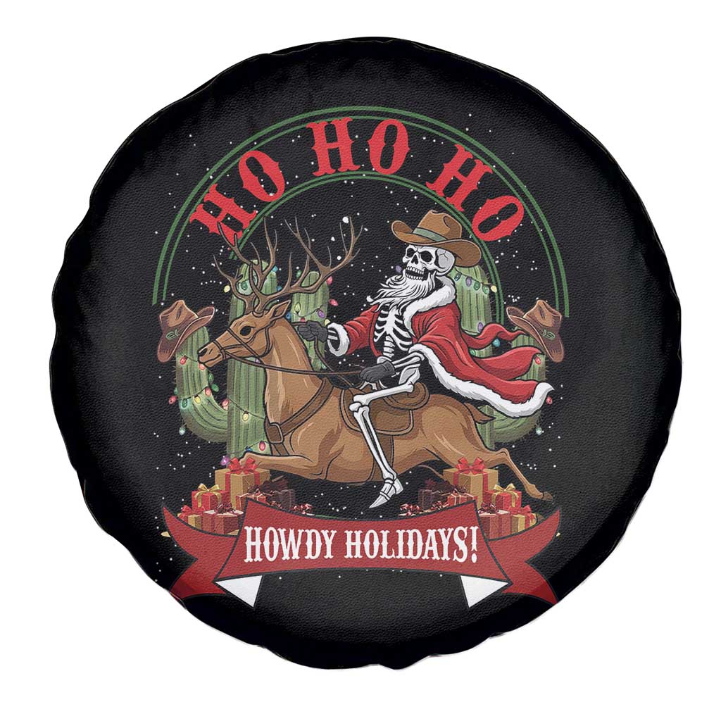 Funny Western Skeleton Cowboy Christmas Spare Tire Cover Howdy Holidays TS12 Print Your Wear