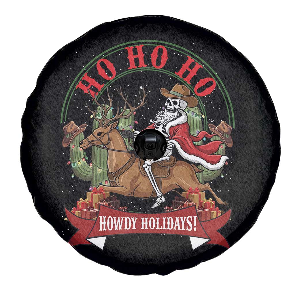 Funny Western Skeleton Cowboy Christmas Spare Tire Cover Howdy Holidays TS12 Print Your Wear