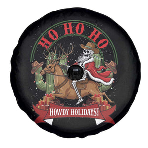 Funny Western Skeleton Cowboy Christmas Spare Tire Cover Howdy Holidays TS12 Print Your Wear