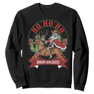 Funny Western Skeleton Cowboy Christmas Sweatshirt Howdy Holidays TS12 Black Print Your Wear