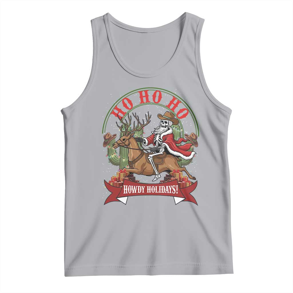 Funny Western Skeleton Cowboy Christmas Tank Top Howdy Holidays TS12 Athletic Heather Print Your Wear