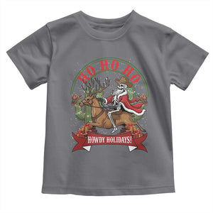 Funny Western Skeleton Cowboy Christmas Toddler T Shirt Howdy Holidays TS12 Charcoal Print Your Wear