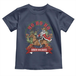 Funny Western Skeleton Cowboy Christmas Toddler T Shirt Howdy Holidays TS12 Navy Print Your Wear