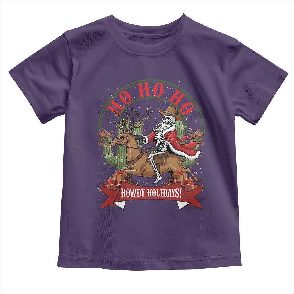 Funny Western Skeleton Cowboy Christmas Toddler T Shirt Howdy Holidays TS12 Purple Print Your Wear
