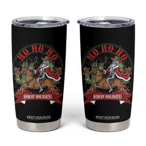 Funny Western Skeleton Cowboy Christmas Tumbler Cup Howdy Holidays TS12 Black Print Your Wear