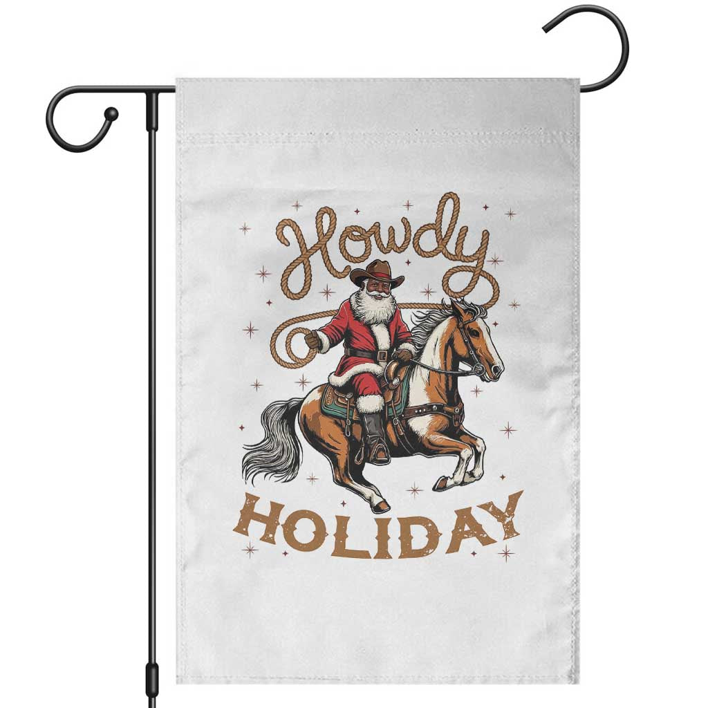 Black Santa Howdy Western Cowboy Garden Flag Christmas Gift TS12 White Print Your Wear