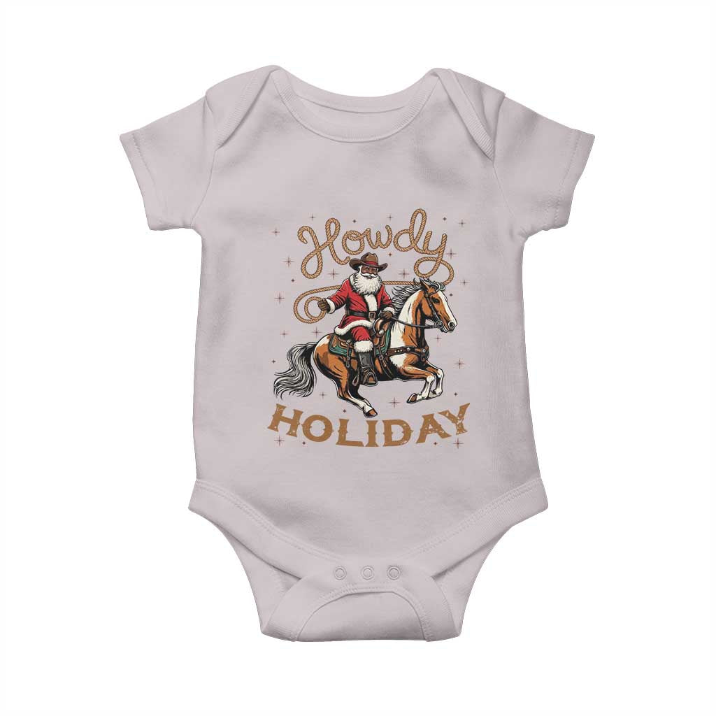 Black Santa Howdy Western Cowboy Baby Onesie Christmas Gift TS12 Ice Gray Print Your Wear