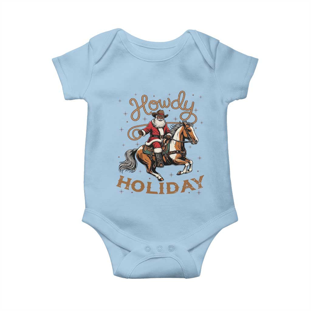 Black Santa Howdy Western Cowboy Baby Onesie Christmas Gift TS12 Light Blue Print Your Wear
