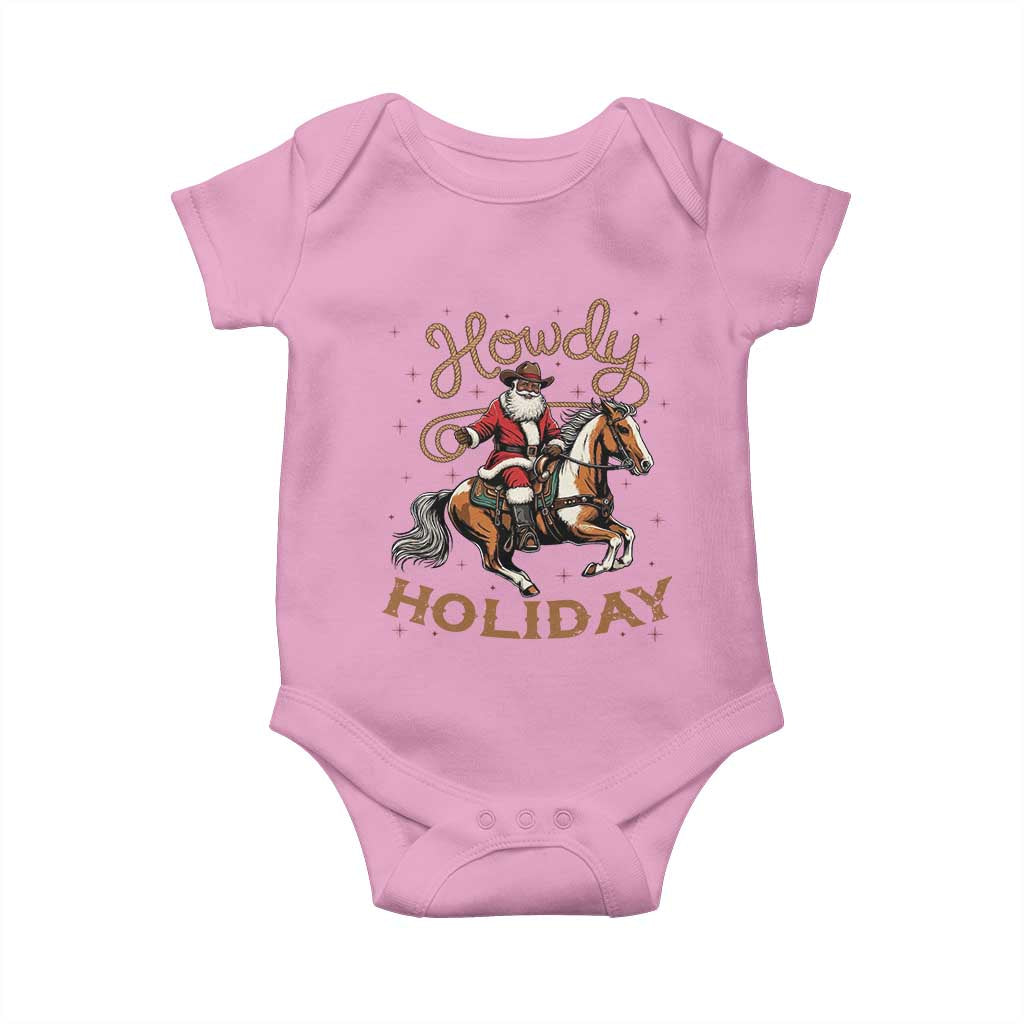 Black Santa Howdy Western Cowboy Baby Onesie Christmas Gift TS12 Light Pink Print Your Wear