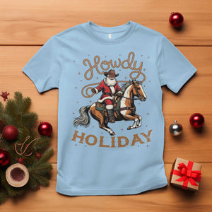 Black Santa Howdy Western Cowboy T Shirt Christmas Gift TS12 Light Blue Print Your Wear
