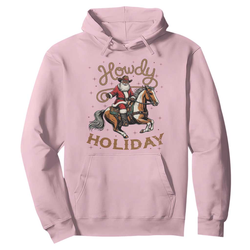 Black Santa Howdy Western Cowboy Hoodie Christmas Gift TS12 Light Pink Print Your Wear