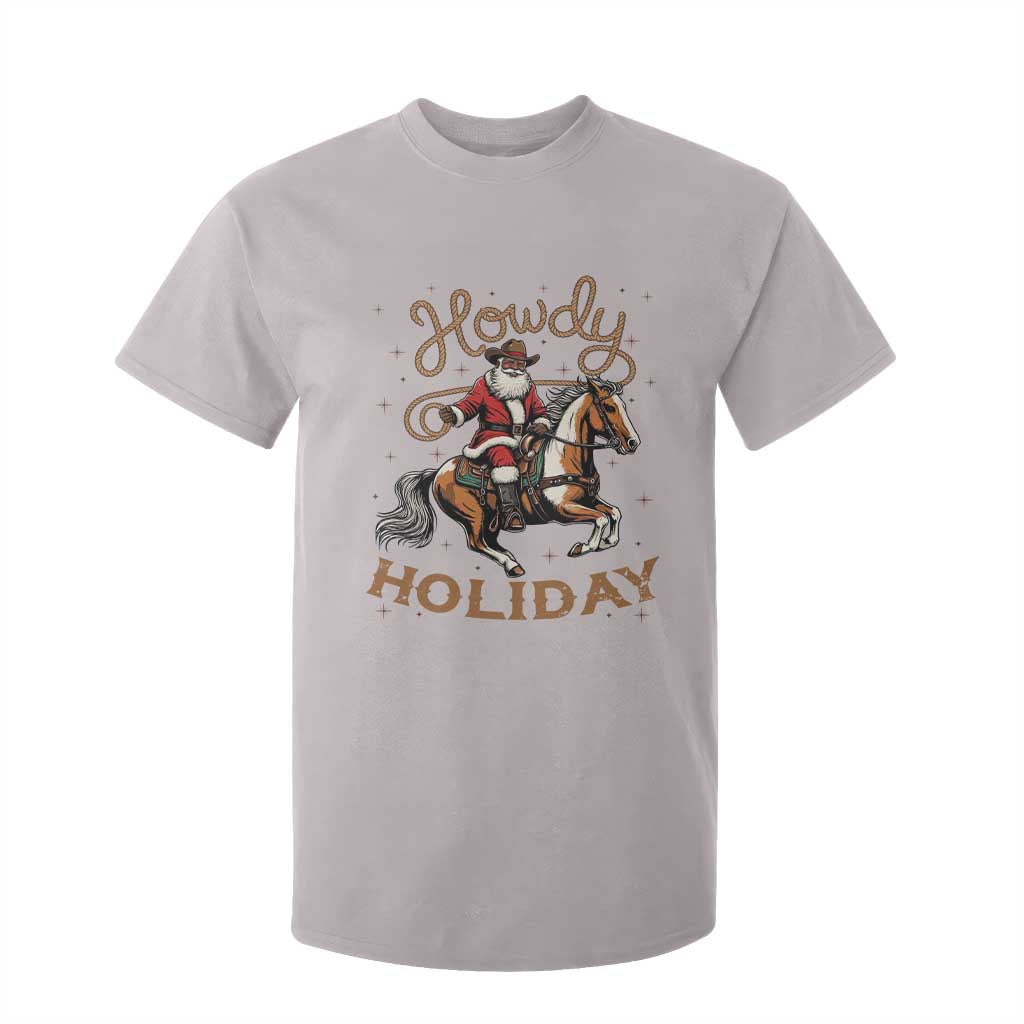 Black Santa Howdy Western Cowboy T Shirt For Kid Christmas Gift TS12 Ice Gray Print Your Wear
