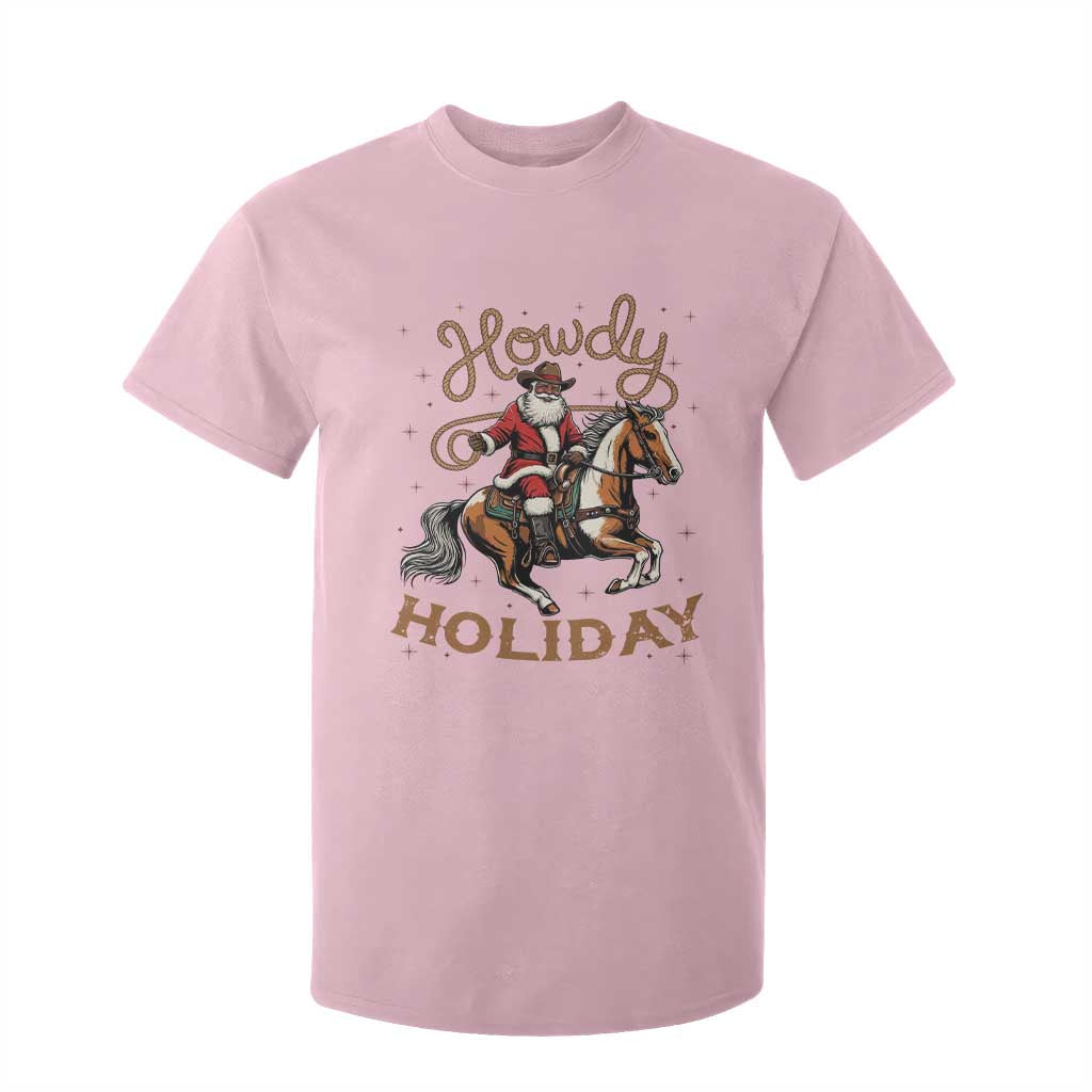 Black Santa Howdy Western Cowboy T Shirt For Kid Christmas Gift TS12 Light Pink Print Your Wear