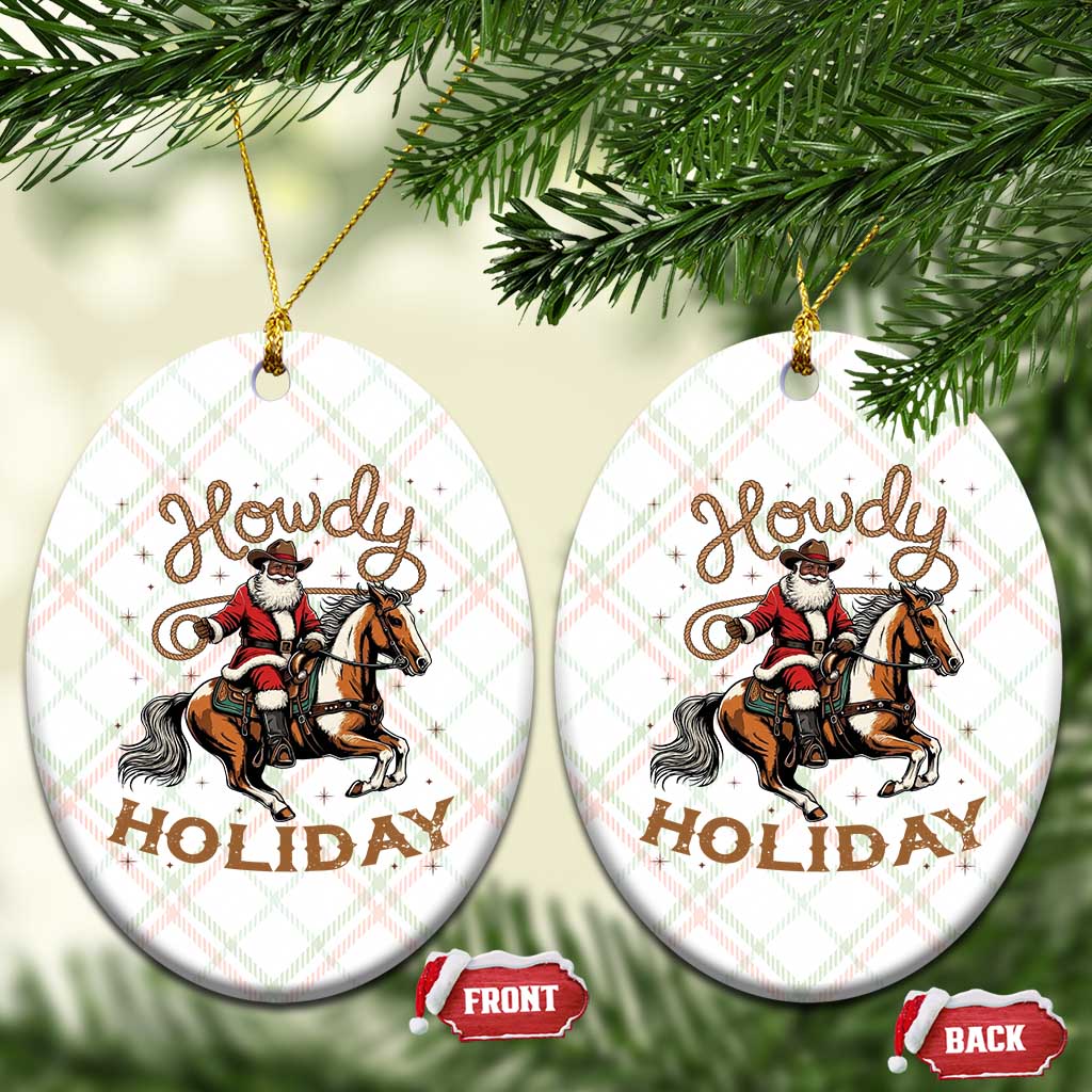 Black Santa Howdy Western Cowboy Ceramic Ornament Christmas Gift TS12 Print Your Wear