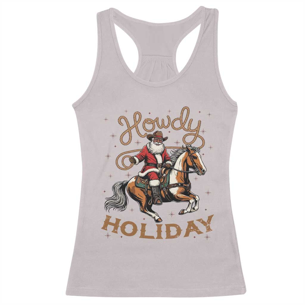 Black Santa Howdy Western Cowboy Racerback Tank Top Christmas Gift TS12 Ice Gray Print Your Wear