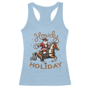 Black Santa Howdy Western Cowboy Racerback Tank Top Christmas Gift TS12 Light Blue Print Your Wear