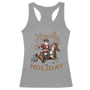 Black Santa Howdy Western Cowboy Racerback Tank Top Christmas Gift TS12 Sport Gray Print Your Wear
