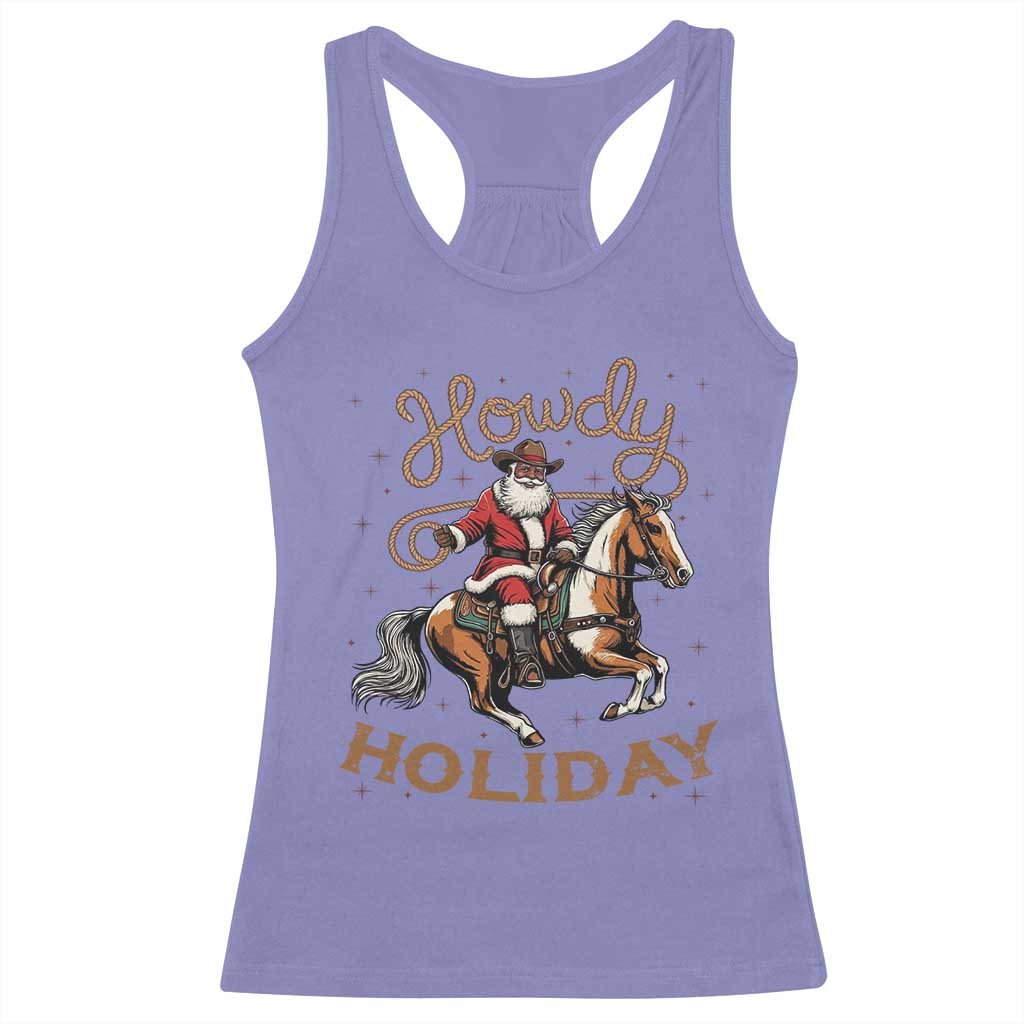 Black Santa Howdy Western Cowboy Racerback Tank Top Christmas Gift TS12 Violet Print Your Wear