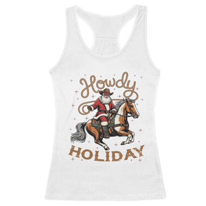 Black Santa Howdy Western Cowboy Racerback Tank Top Christmas Gift TS12 White Print Your Wear