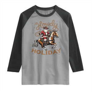 Black Santa Howdy Western Cowboy Raglan Shirt Christmas Gift TS12 Sport Gray Black Print Your Wear
