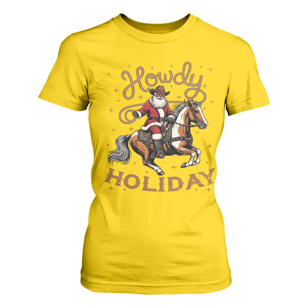 Black Santa Howdy Western Cowboy T Shirt For Women Christmas Gift TS12 Daisy Print Your Wear