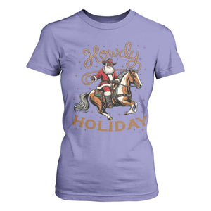 Black Santa Howdy Western Cowboy T Shirt For Women Christmas Gift TS12 Violet Print Your Wear