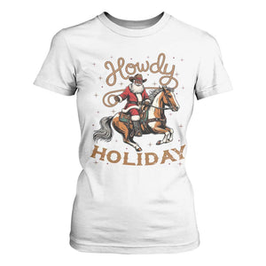 Black Santa Howdy Western Cowboy T Shirt For Women Christmas Gift TS12 White Print Your Wear