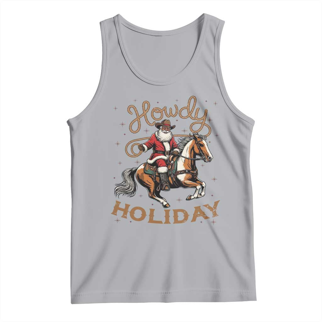 Black Santa Howdy Western Cowboy Tank Top Christmas Gift TS12 Athletic Heather Print Your Wear