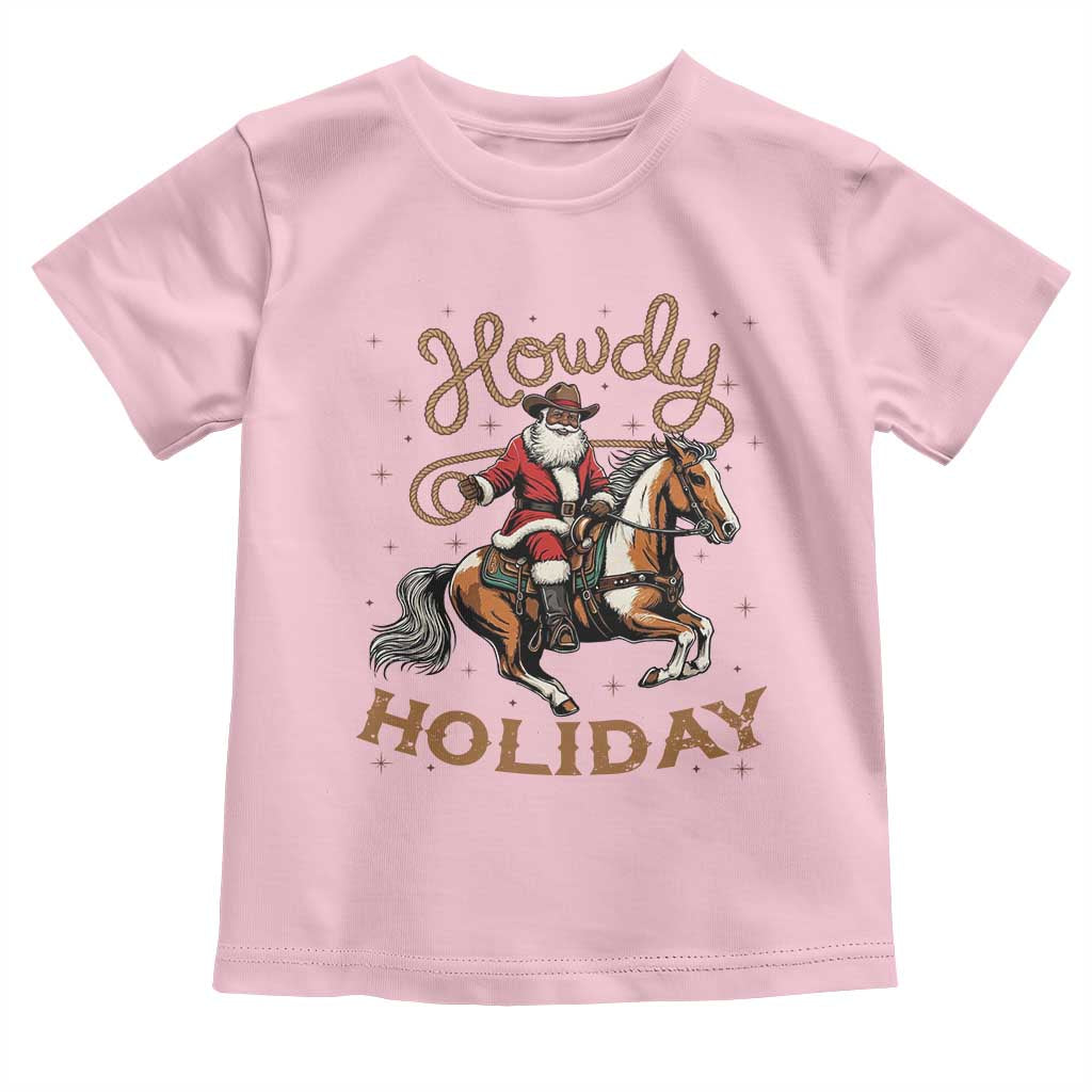 Black Santa Howdy Western Cowboy Toddler T Shirt Christmas Gift TS12 Light Pink Print Your Wear