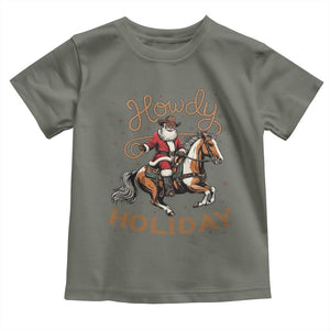 Black Santa Howdy Western Cowboy Toddler T Shirt Christmas Gift TS12 Military Green Print Your Wear