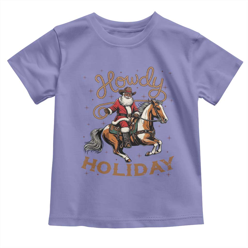 Black Santa Howdy Western Cowboy Toddler T Shirt Christmas Gift TS12 Violet Print Your Wear
