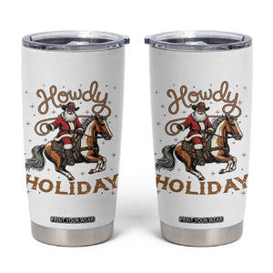 Black Santa Howdy Western Cowboy Tumbler Cup Christmas Gift TS12 White Print Your Wear