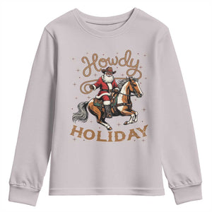 Black Santa Howdy Western Cowboy Youth Sweatshirt Christmas Gift TS12 Ice Gray Print Your Wear