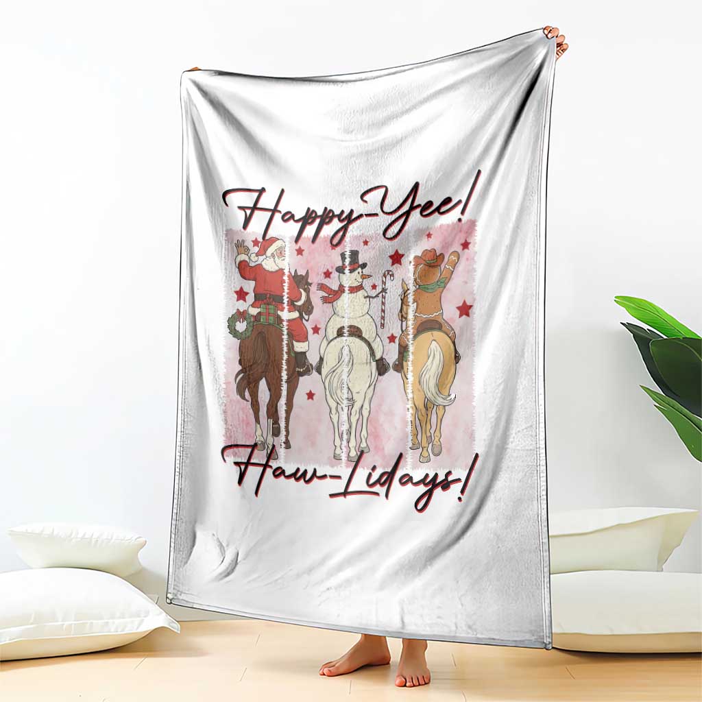 Western Christmas Horse Rider Throw Blanket Happy Yee Haw Lidays TS12 Print Your Wear
