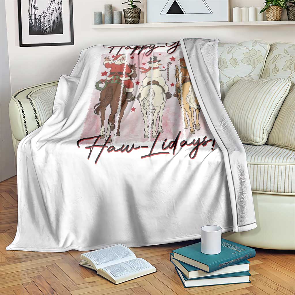 Western Christmas Horse Rider Throw Blanket Happy Yee Haw Lidays TS12 Print Your Wear