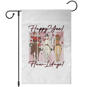Western Christmas Horse Rider Garden Flag Happy Yee Haw Lidays TS12 White Print Your Wear
