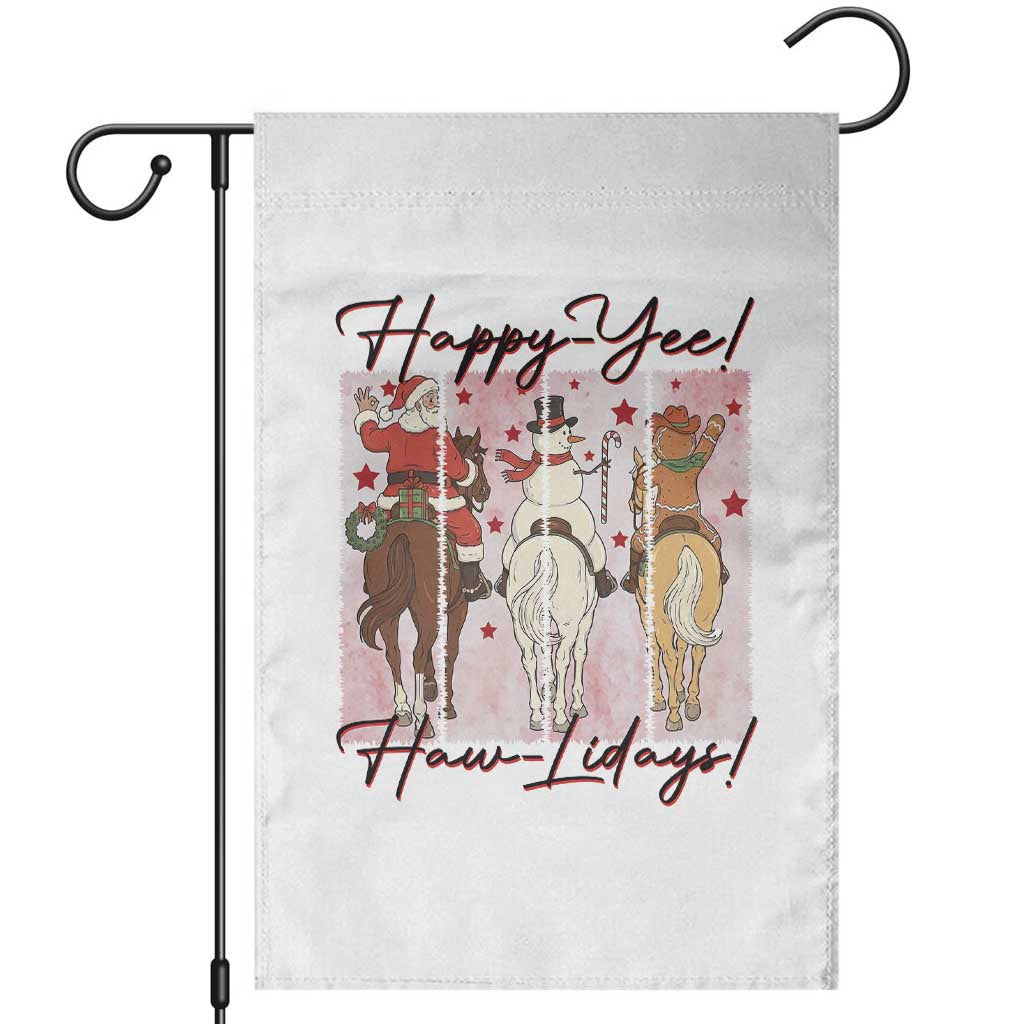 Western Christmas Horse Rider Garden Flag Happy Yee Haw Lidays TS12 White Print Your Wear