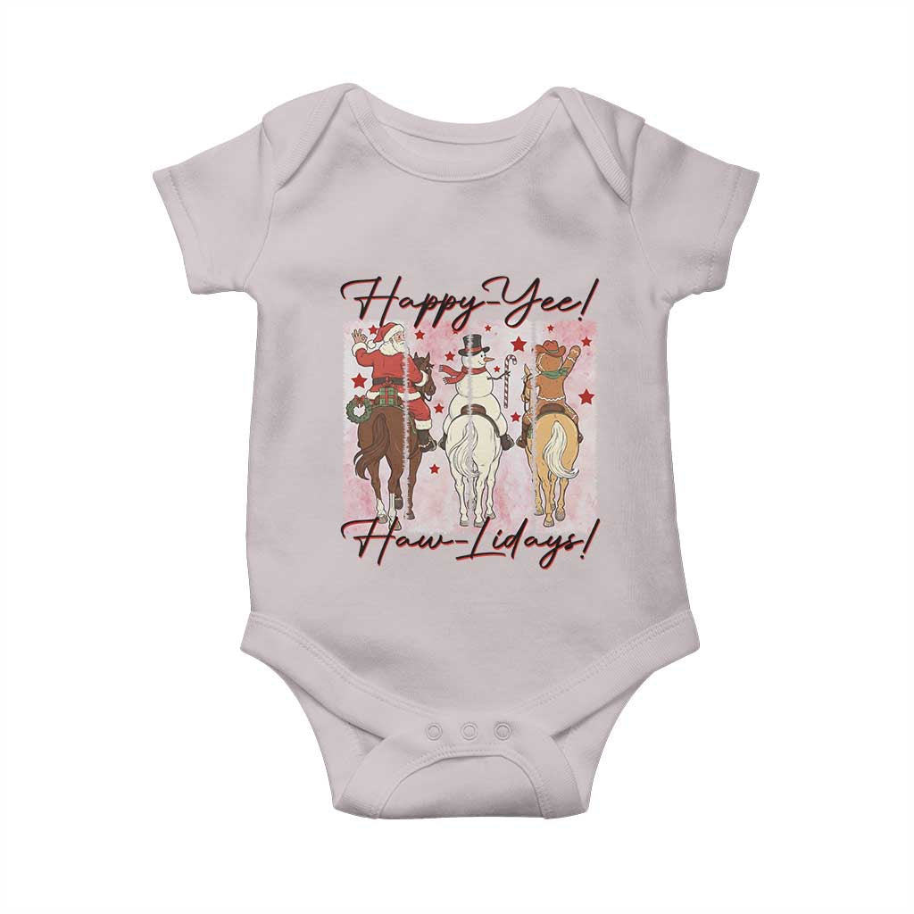 Western Christmas Horse Rider Baby Onesie Happy Yee Haw Lidays TS12 Ice Gray Print Your Wear