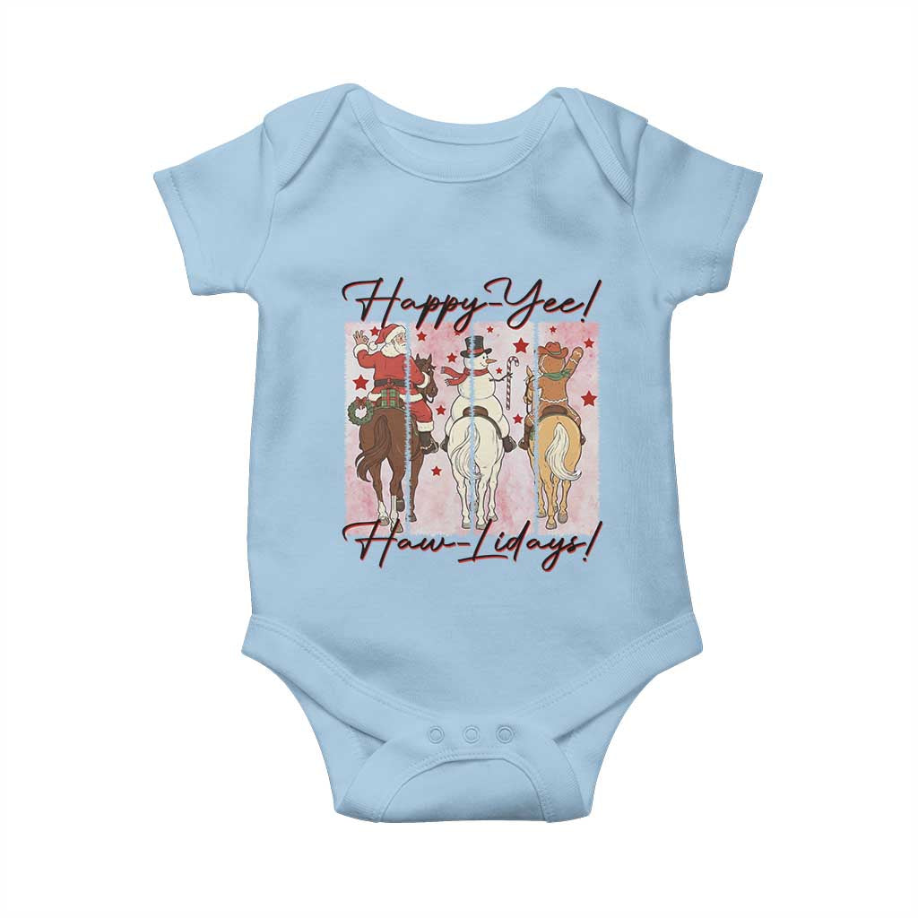 Western Christmas Horse Rider Baby Onesie Happy Yee Haw Lidays TS12 Light Blue Print Your Wear
