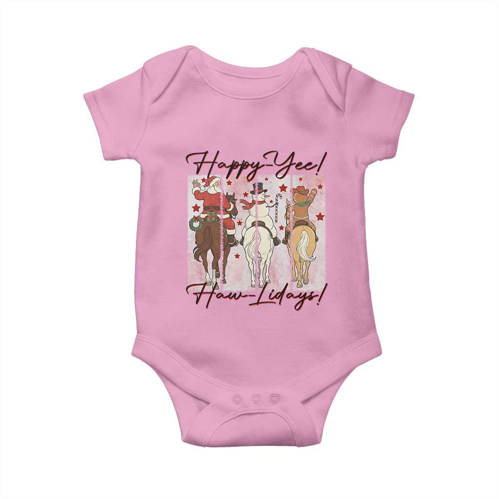 Western Christmas Horse Rider Baby Onesie Happy Yee Haw Lidays TS12 Light Pink Print Your Wear