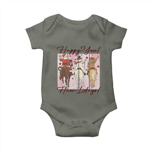 Western Christmas Horse Rider Baby Onesie Happy Yee Haw Lidays TS12 Military Green Print Your Wear