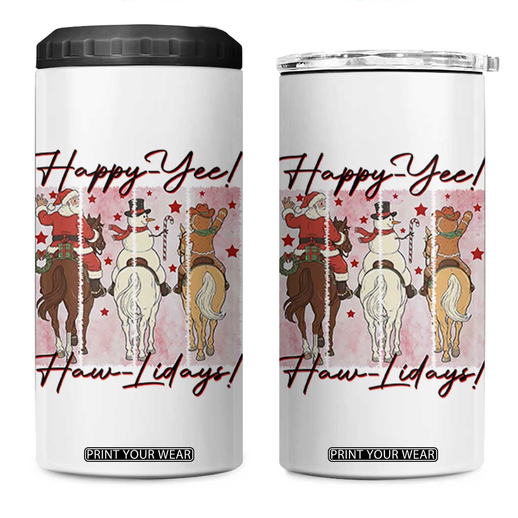 Western Christmas Horse Rider 4 in 1 Can Cooler Tumbler Happy Yee Haw Lidays TS12 One Size: 16 oz White Print Your Wear