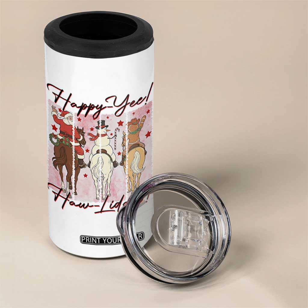 Western Christmas Horse Rider 4 in 1 Can Cooler Tumbler Happy Yee Haw Lidays TS12 Print Your Wear