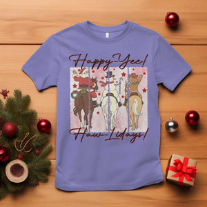 Western Christmas Horse Rider T Shirt Happy Yee Haw Lidays TS12 Violet Print Your Wear
