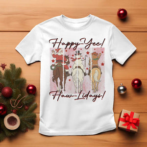 Western Christmas Horse Rider T Shirt Happy Yee Haw Lidays TS12 White Print Your Wear