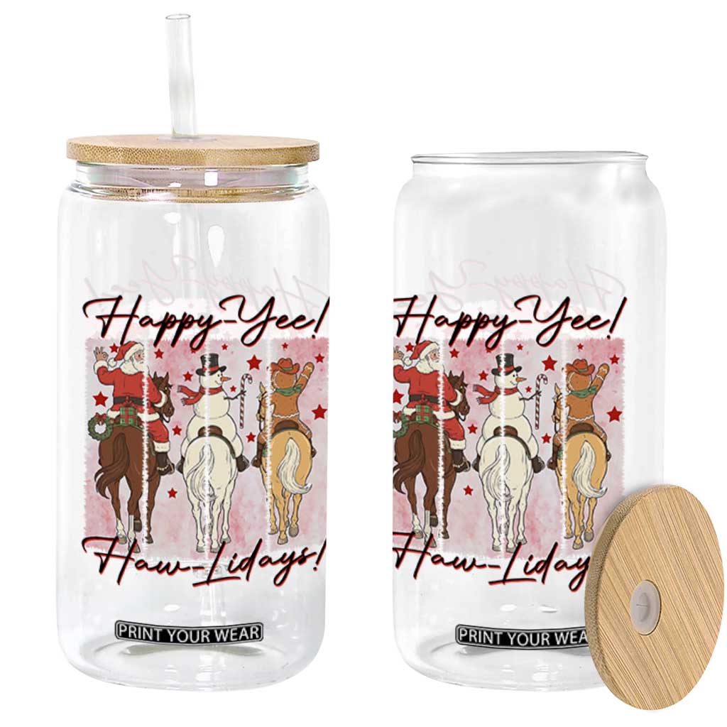 Western Christmas Horse Rider Glass Can Happy Yee Haw Lidays TS12 Print Your Wear