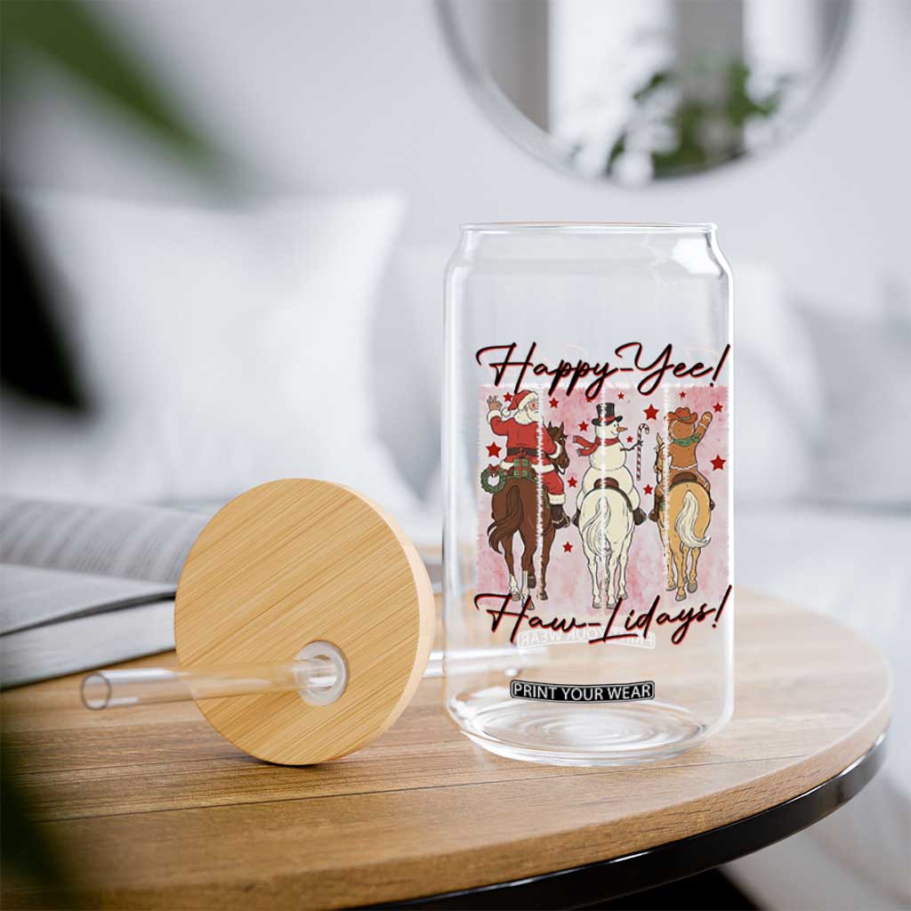 Western Christmas Horse Rider Glass Can Happy Yee Haw Lidays TS12 Print Your Wear