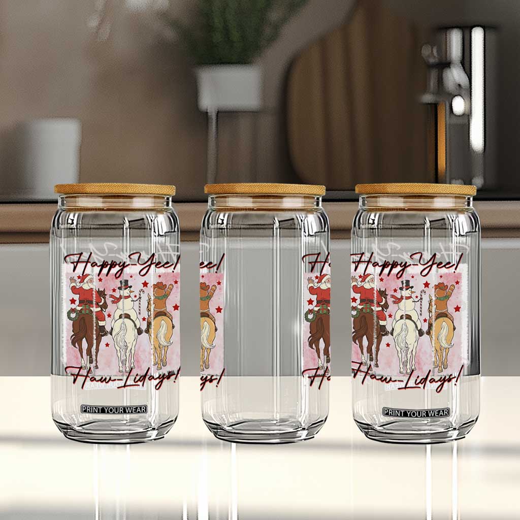 Western Christmas Horse Rider Glass Can Happy Yee Haw Lidays TS12 Print Your Wear